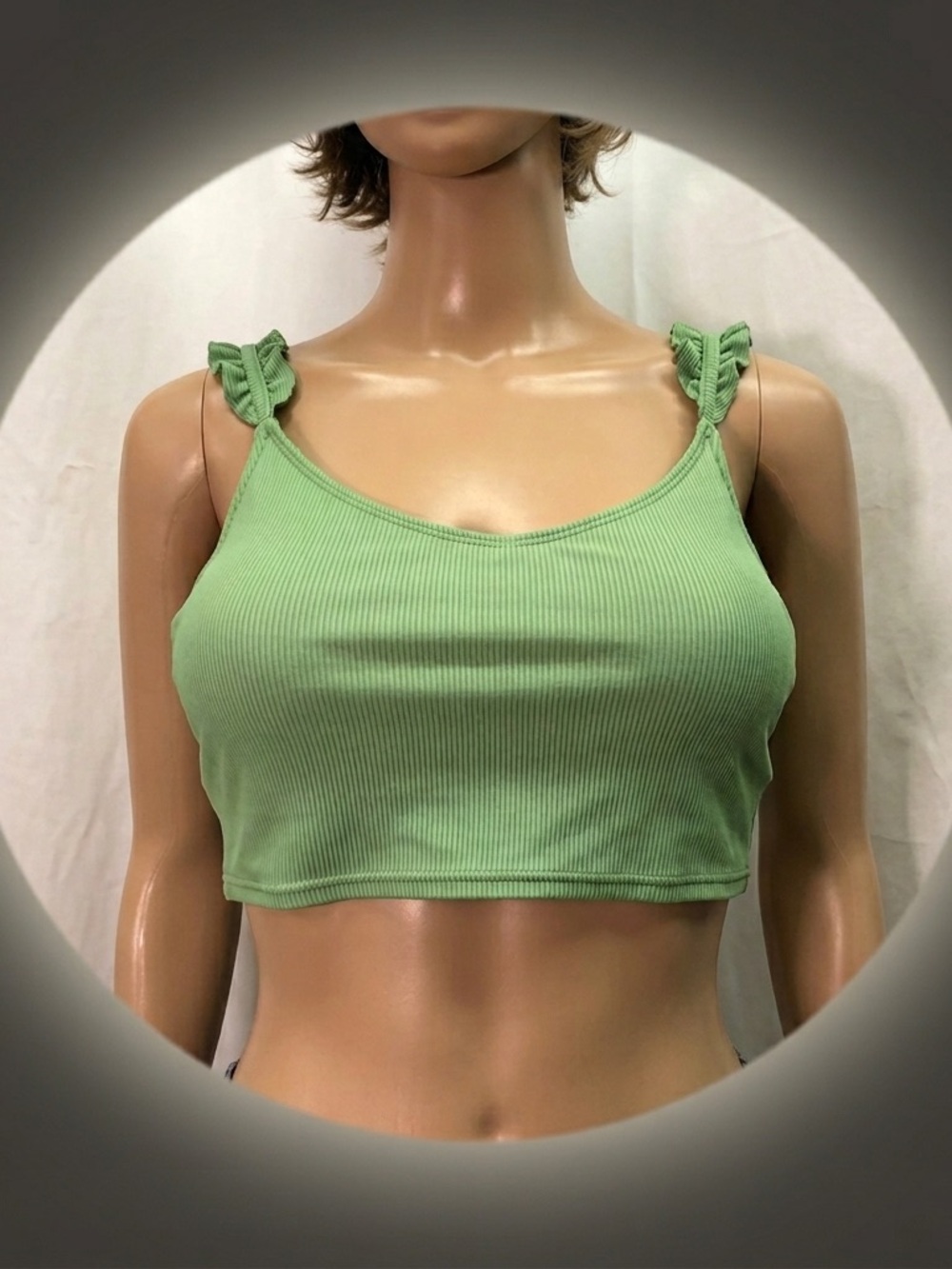 Aerie Pistachio Green Ruffled Scoop Bikini Top - Size Medium
